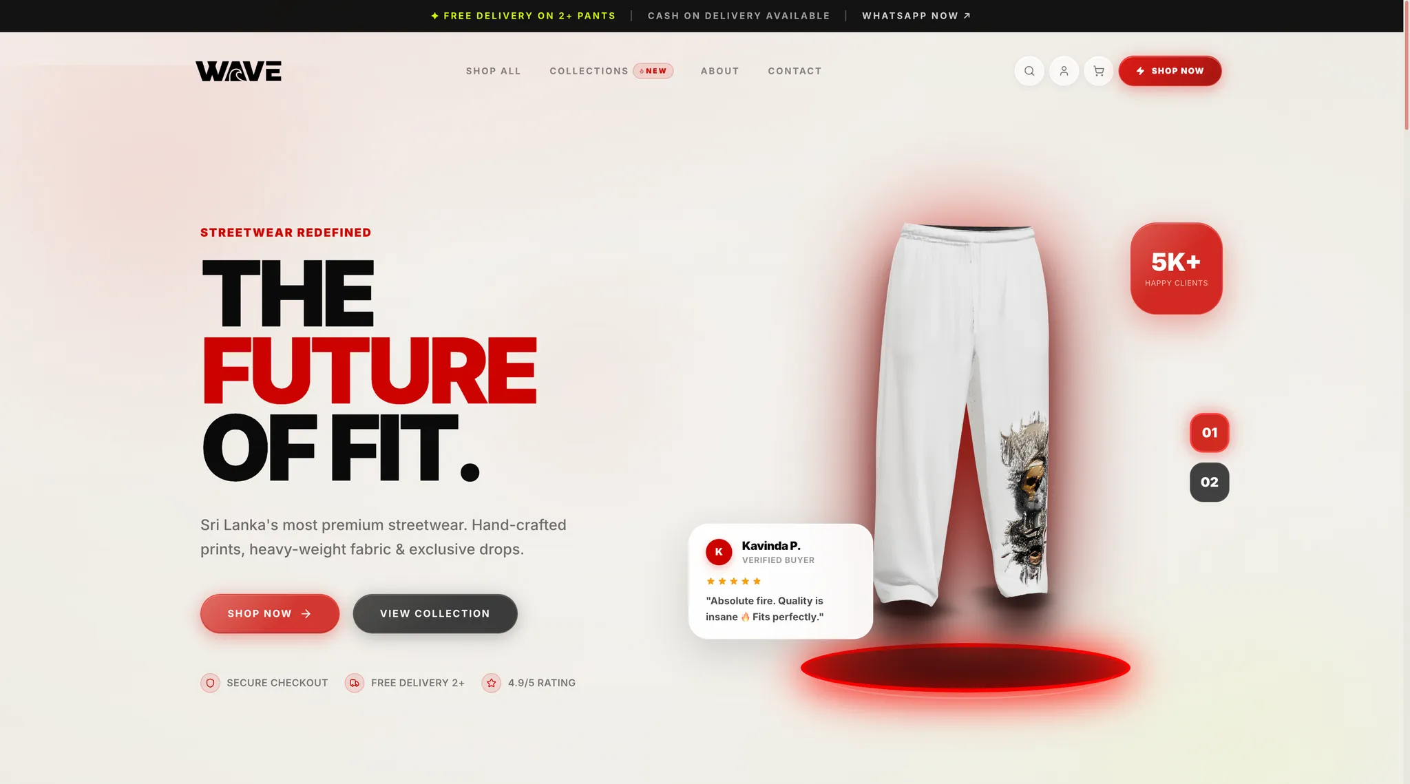 Wave Clothing — High-Performance 3D Streetwear Commerce showcase - Developed by Kavinayan